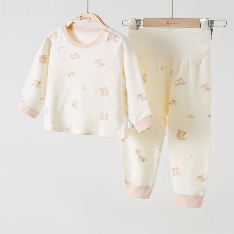 婴儿家居服套装秋冬季棉莫代尔舒绒小熊男女宝宝高腰护肚打底内衣,淘宝优惠券,粉丝福利购,淘宝优惠卷