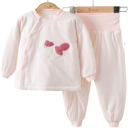 婴儿家居服套装秋冬恒温棉60g夹棉男女宝宝高腰大PP薄棉睡衣保暖 - 图3