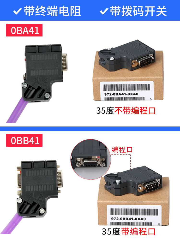 兼容西门子DP通讯接头 profibus总线连接器485插头972-0BA12-0XA0-图1