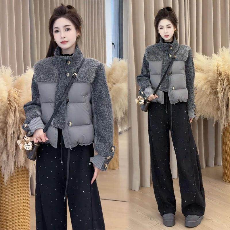 香港代购毛毛拼接棉衣外套女冬季新款时髦洋气加厚保暖短款棉袄潮,淘宝优惠券,粉丝福利购,淘宝优惠卷