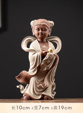 正品紫砂金玉女佛像摆件奉家用招财善女财童子龙观音菩供萨佛童前