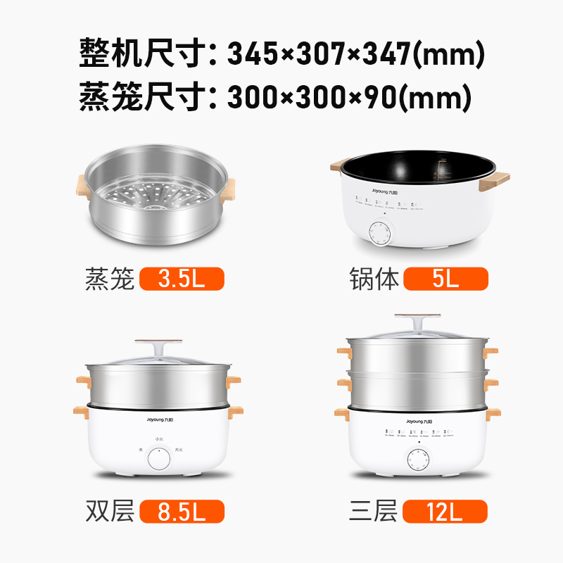 九阳电蒸锅家用多功能全自动三层大容量多层电蒸笼早餐机GZ173 - 图0