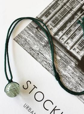 天然绿幽灵转运珠吊坠项链锁骨链招财简约款男女情侣水晶饰品礼物