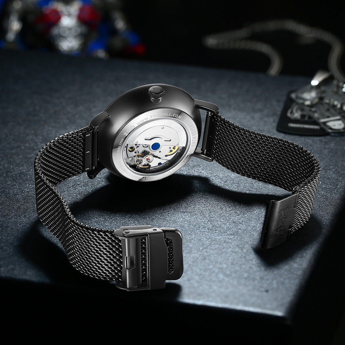 变形金刚男学生极简潮流镂空机械表 刀锋手表国产腕表