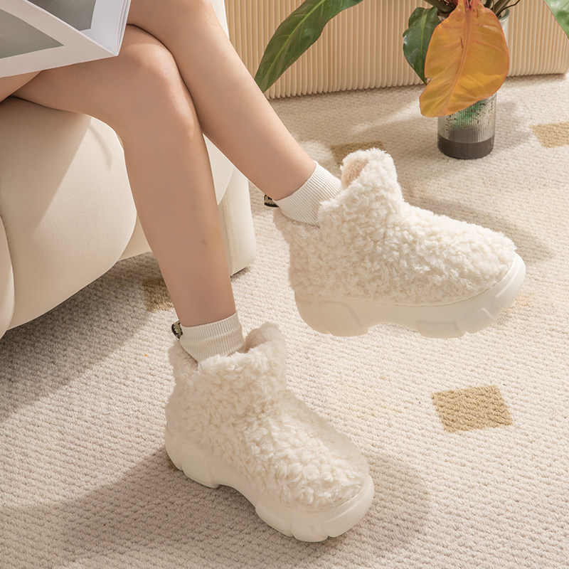 雪地靴女厚底增高外穿时尚毛绒保暖防寒情侣松糕冬天包跟棉拖鞋女,淘宝优惠券,粉丝福利购,淘宝优惠卷