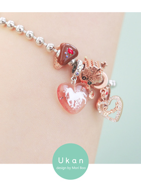 漫威925银心形独角兽蛋糕散珠