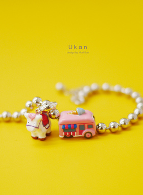 有看可爱白马925银串珠少女粉色