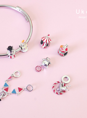 925纯银DIY马戏团散珠情侣手链