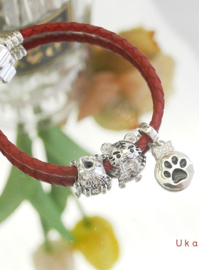 纯银小老虎情侣新年串珠手链