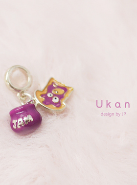 diy甜美风紫色卡通水壶串珠手链