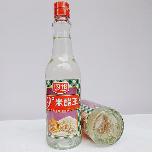 厨邦9度米醋420ml凉拌家用洗脸泡脚清洁除垢泡鸡蛋高酸度白米醋 - 图1