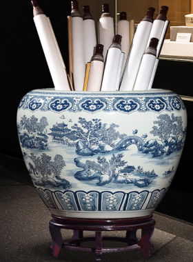 正品苹果复古手绘字画缸