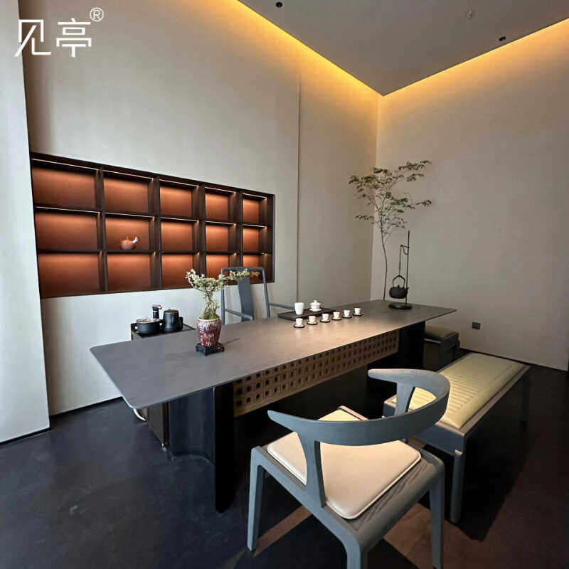 见亭新中式黑胡桃白蜡木客厅现代侘寂风家用实木泡茶桌椅组合茶台,淘宝优惠券,粉丝福利购,淘宝优惠卷