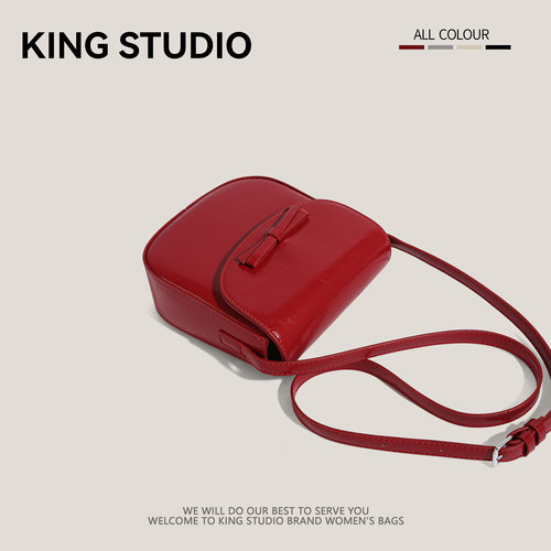 红色小包包女夏天2025新款潮韩国小众马鞍包高级感洋气百搭斜挎包 - 图2