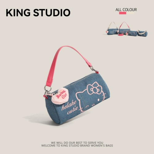 Hello Kitty, hello kitty, сумка через плечо, джинсовая портативная сумка на одно плечо