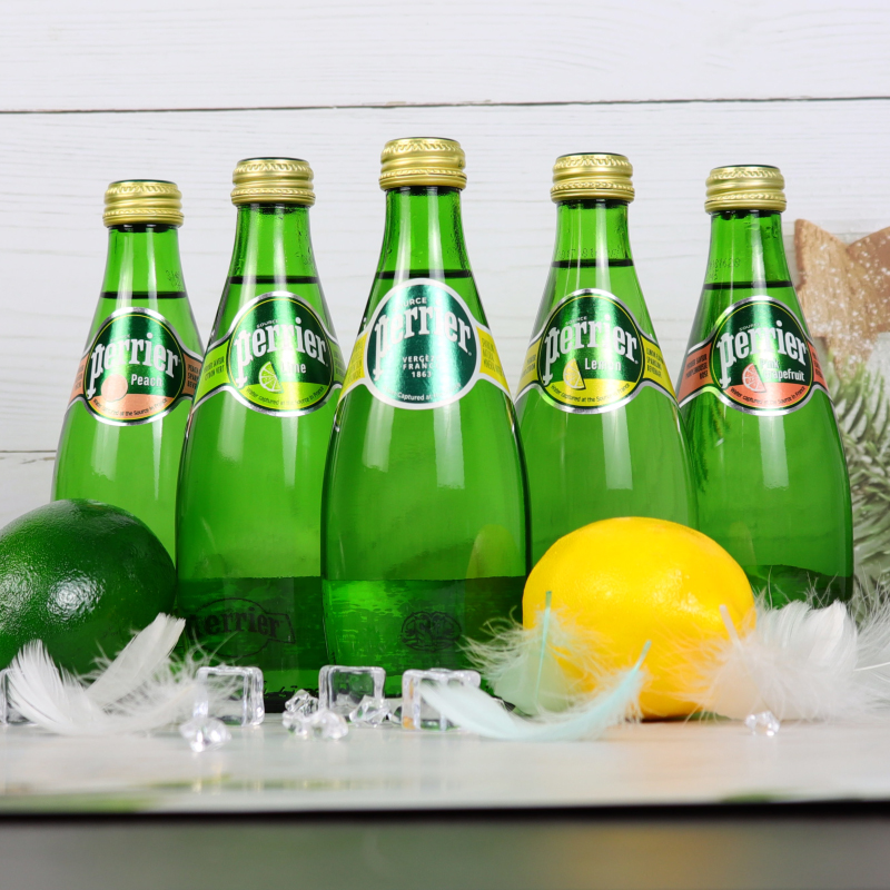 perrier法国巴黎水柠檬西柚青柠原味气泡水饮用水330ml*24玻璃瓶 - 图0