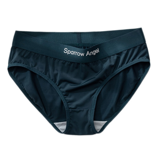 内裤女冰丝无痕宽边抗菌薄款中腰三角裤纯色字母速干运动黑色大码 - 图0