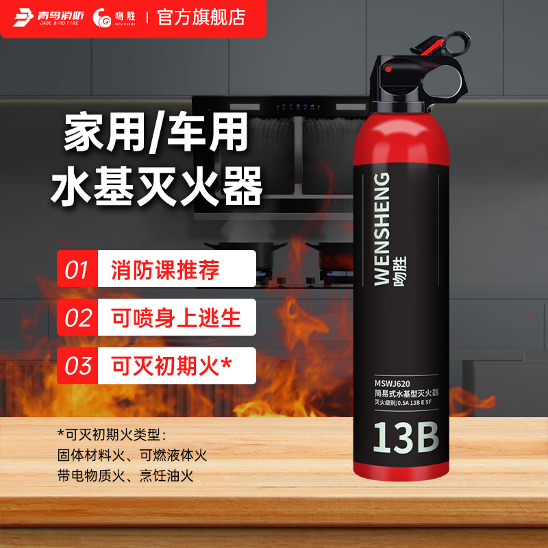 上市公司出品，青鸟消防 MSWJ500 车家两用 水基灭火器 620ml