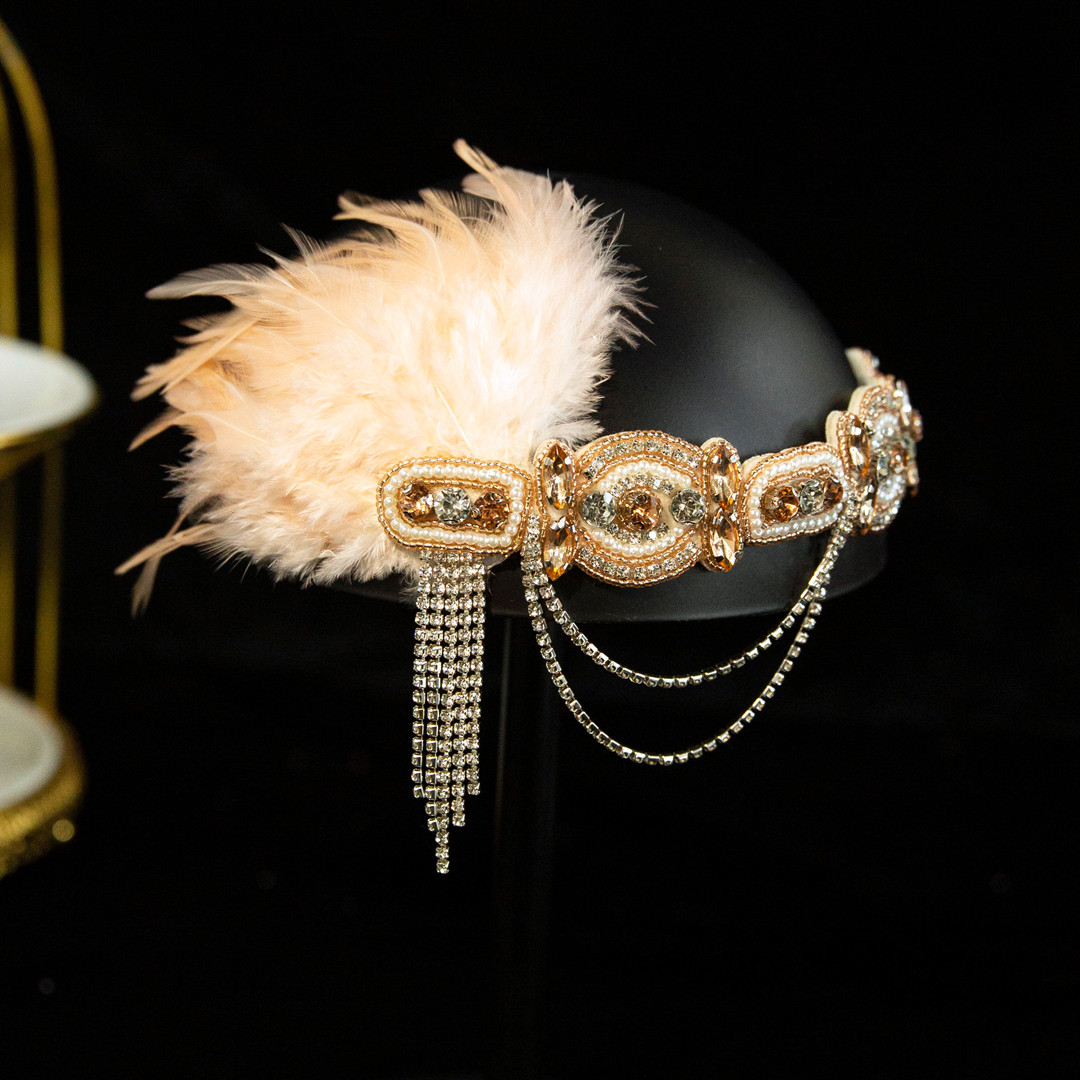 水舞B3118新娘复古羽毛发带盖茨比头饰品生日舞会礼服民族风发饰,淘宝优惠券,粉丝福利购,淘宝优惠卷