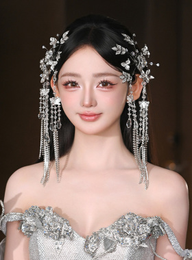 水舞A5286新款华丽高级闪钻花气质流苏发夹结婚礼服百搭新娘发饰