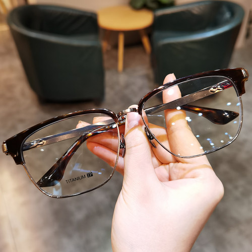 简丹复古超轻加宽钛架方框男女百搭大框护目平光眼镜架总宽163MM - 图3