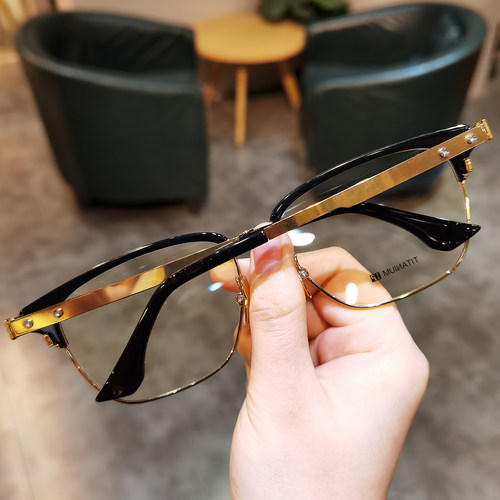 简丹复古超轻加宽钛架方框男女百搭大框护目平光眼镜架总宽163MM - 图0