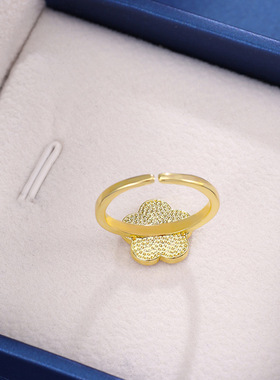 新款五瓣花五叶草开口戒指女欧美热卖五叶花可调节指环