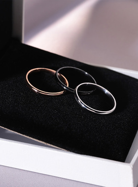 轻奢冷淡风钛钢戒指女时尚个性简约韩版戒圈尾戒食指学生ins情侣