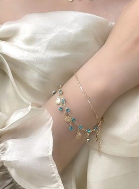 新款欧美风叠搭项链贝壳锆石流苏手链做旧宫廷风礼服颈链锁骨链