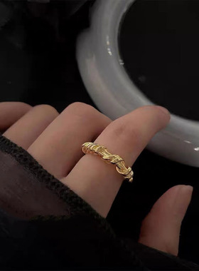 法式小众麻花缠绕戒指男女轻奢复古ins风时尚百搭气质开口戒指环