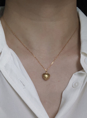 小众心形巴洛克双面戴爱心项链桃心贝母吊坠锁骨链百搭气质颈链女