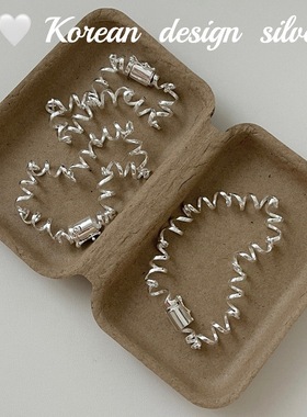 韩国东大门ins亮银高级感饰品 S925纯银线卡扣手链小众设计女