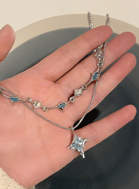 小众设计双层叠戴星芒项链女高级感百搭轻奢锁骨链个性气质项饰潮