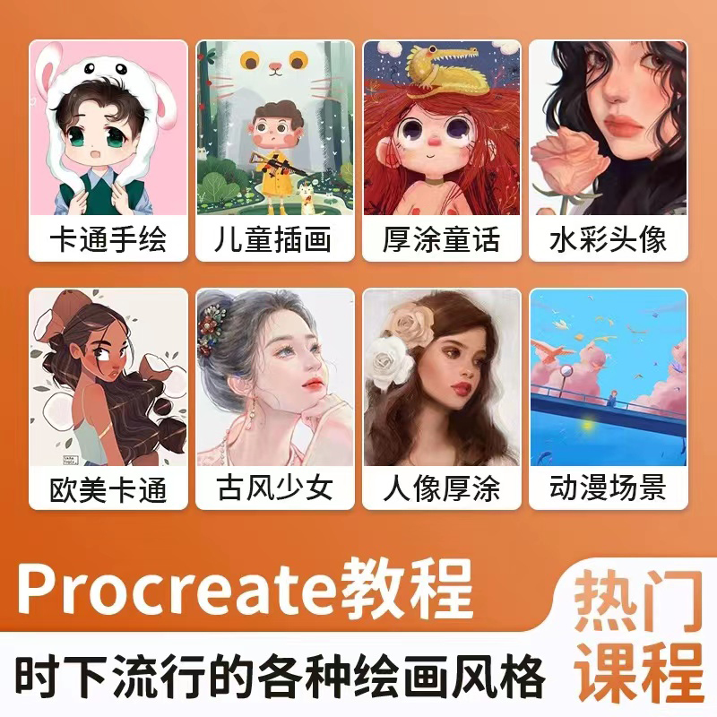 procreate笔刷合集勾线漫画厚涂书法水彩3D古风人物ipad绘画课程 - 图0