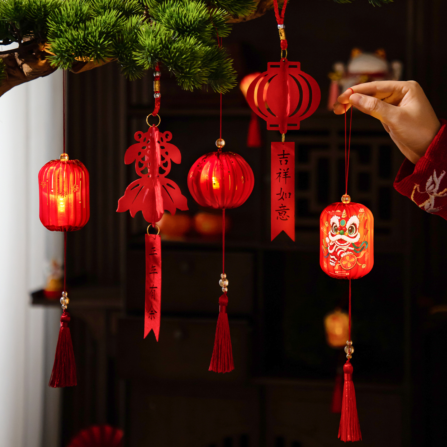 2026马年新年小灯笼装饰品挂件过年户外防水树上盆栽挂饰氛围布置 - 图0