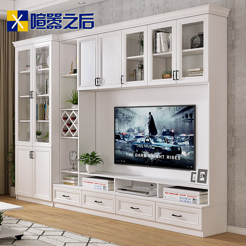 北欧客厅整体电视柜组合墙背景墙边柜现代简约小户型背景柜D-208_虎窝淘