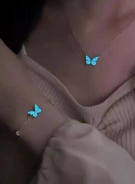 蝶光项链ins小众高级感夜光项链