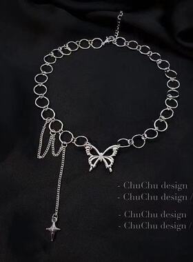 蝴蝶项链女个性锁骨链ins冷淡风颈链潮小众设计感项链短款ins学生