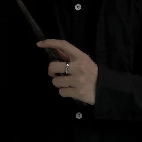莫比乌斯环戒指男潮小众戒指高级ins戒指冷淡风高级时尚简约男女 - 图0