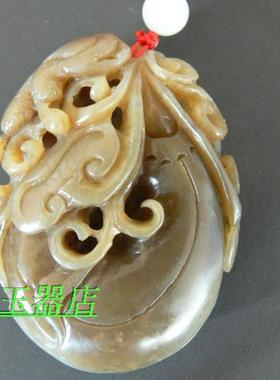 买一赠二 和田糖料金蟾送宝把件 金蟾如意丝瓜 玉把件