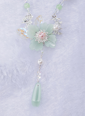 楚月宫原创手工古风唐风汉服璎珞铜项圈古典少女清新绿色项链饰品