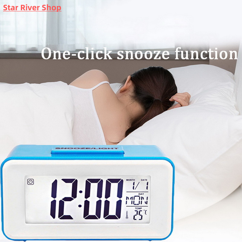 Home Desk Digital Clock Sound Control Backlight 12/24 H Snoo - 图0