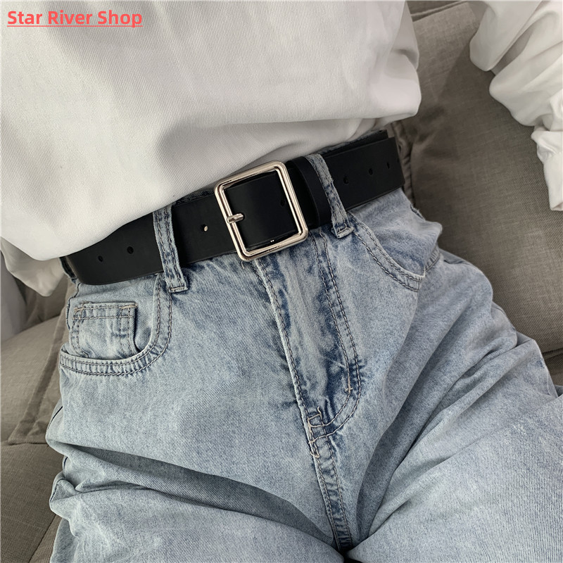 2021 PU Leather Belt For Women Square Buckle Pin Buckle Jean-图0