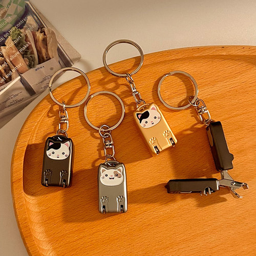 可爱猫咪折叠指甲剪德国便携修甲工具指甲刀迷你翻盖指甲钳钥匙扣 - 图1