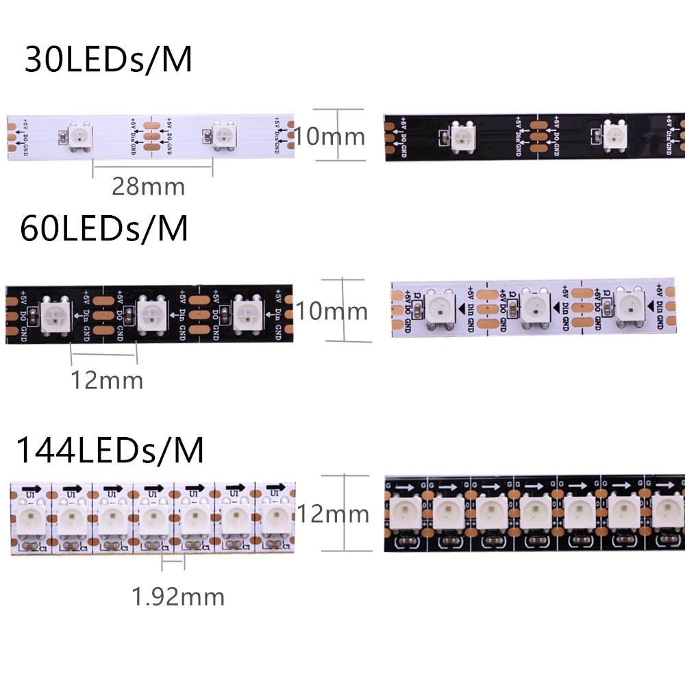 arduino灯带WS2812B 5V内置ic树莓派单片机可编程led流水跑马灯条-图0