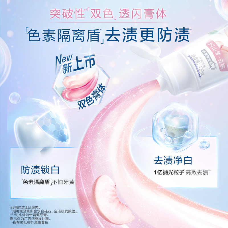 佳洁士双色3d锁白白桃樱花香氛官方 盛美歌居家日用牙膏