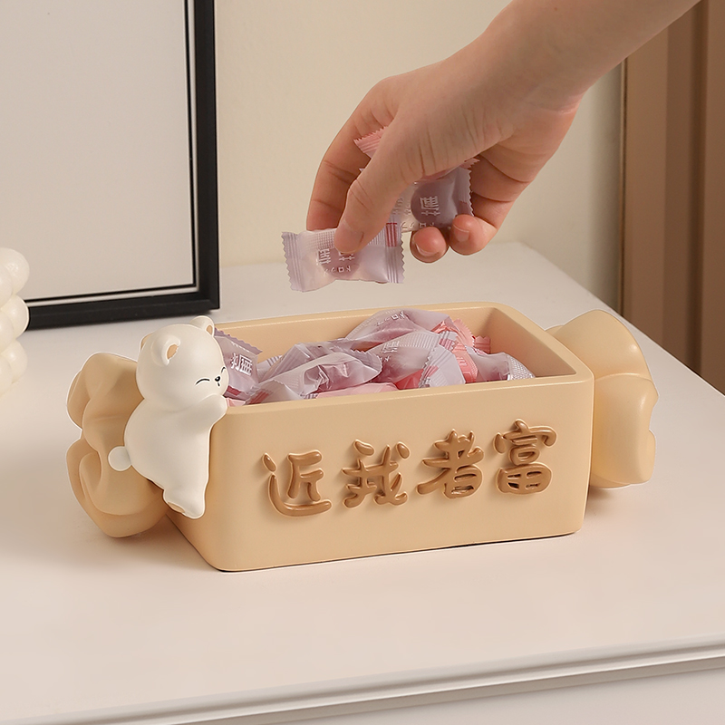 可爱暴力熊收纳摆件装放糖果盘子前台吧台接待零食水果盘开业礼物 - 图1