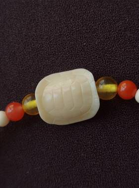 猛犸牙单圈女手链4mm圆珠子配富甲天下小龟壳百搭手饰简约款手串