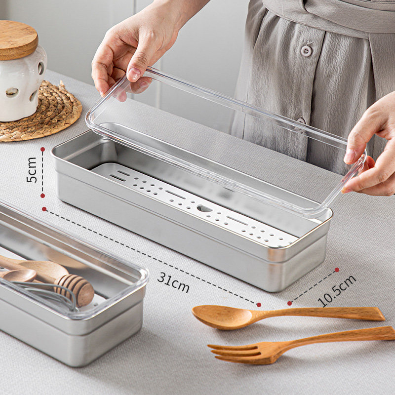 304不锈钢筷子收纳盒家用厨房筷筒防尘带盖沥水层餐厅饭店筷子盒,淘宝优惠券,粉丝福利购,淘宝优惠卷