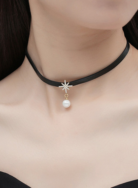 八芒星珍珠项圈女短款潮链